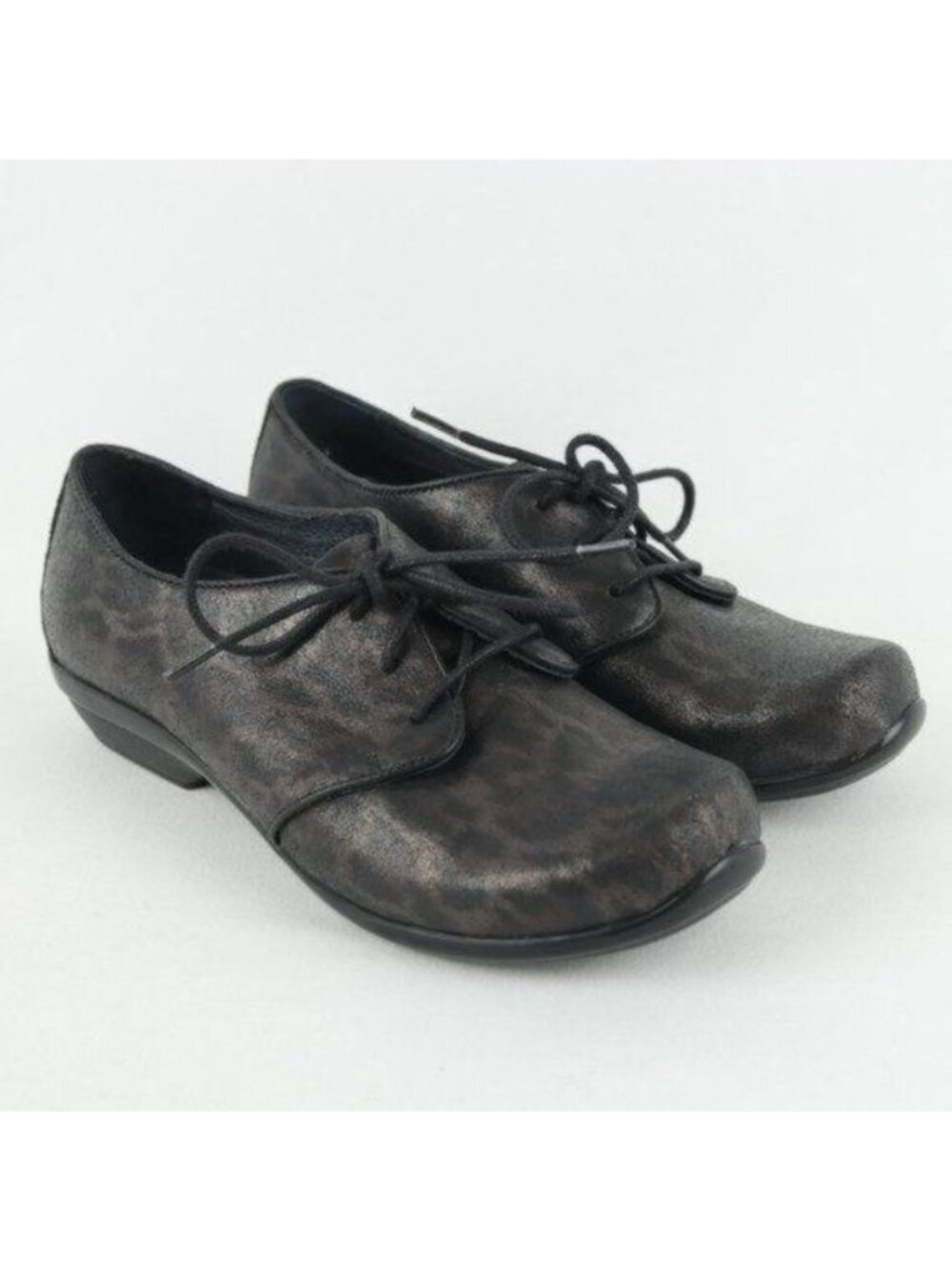 Dansko Olive Women's Size 36 Black & Brown Leather Animal Print Lace Up Oxfords